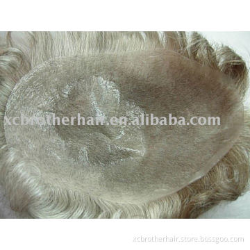 Hot!!! 100% human hair men's toupee